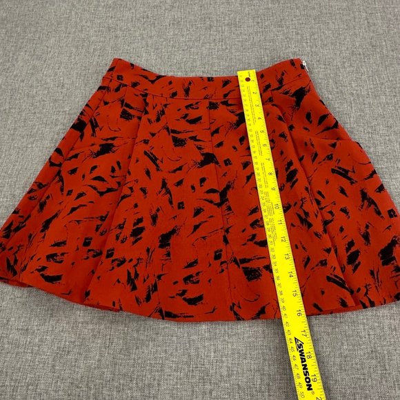Harlowe & Graham Mini Skirt Pleated Pockets XS Zipper Closure Orange & Black - Picture 3 of 12